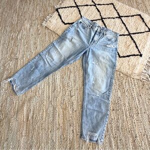 KanCan Light Blue Cropped Distressed Acid Wash Boyfriend Jeans